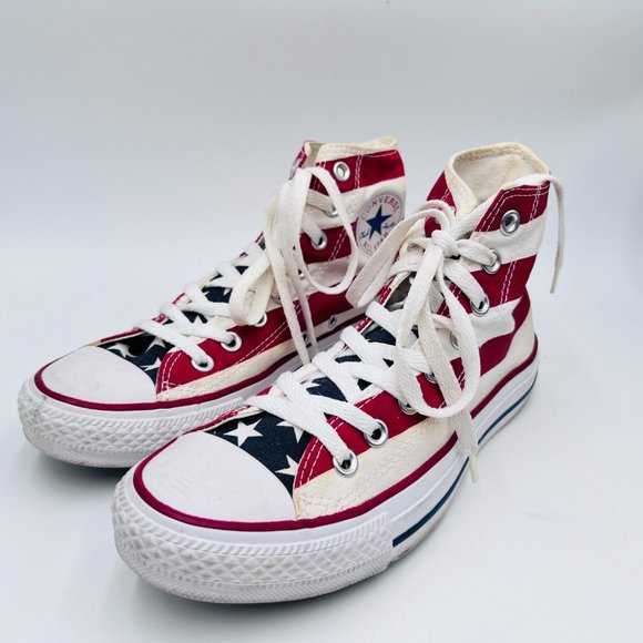 Vintage Converse size Woman 8.5 Chuck Taylor All Star High Top, American Flag - Picture 1 of 10